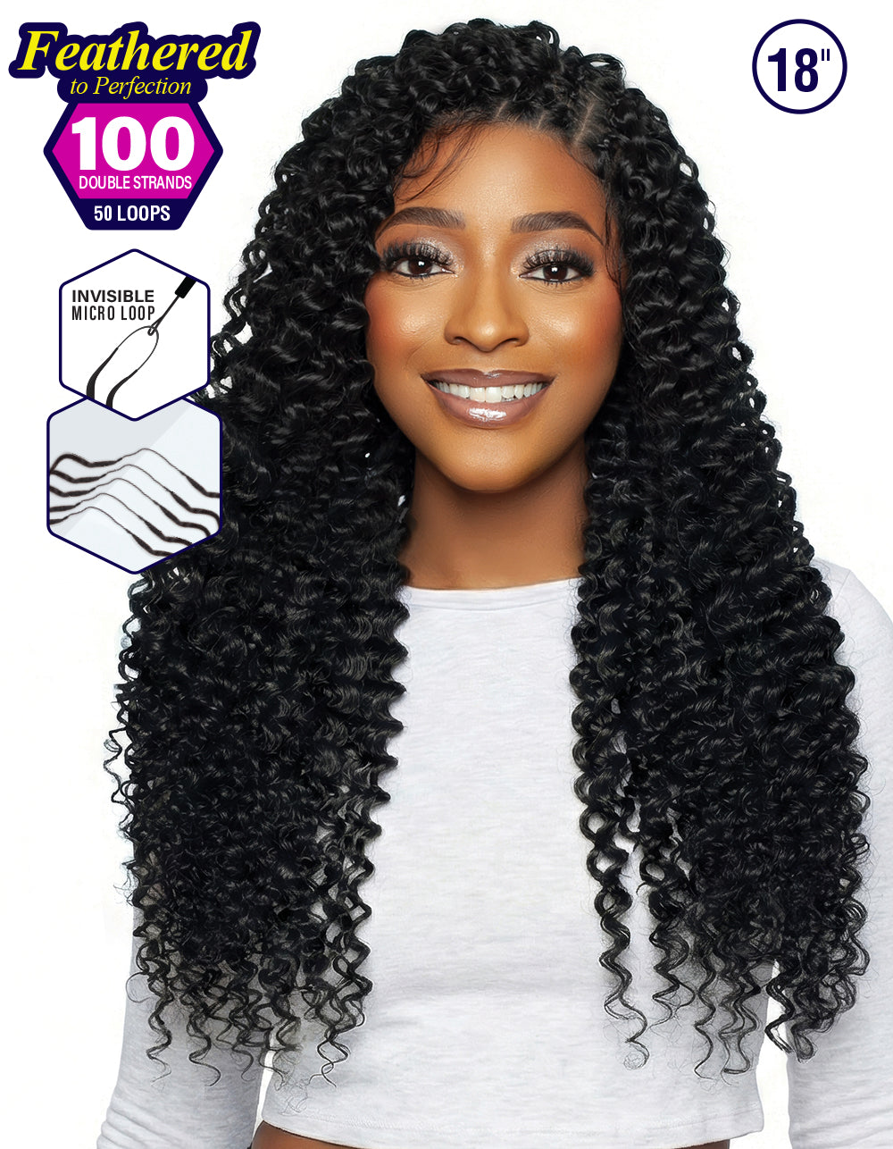 Mane Concept Human Hair Stylemix Braids Mega Brazilian Micro Crochet Strings MBMC103 Feather Water Wave 18"