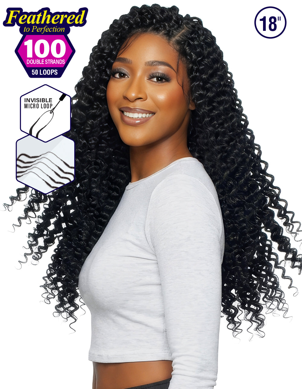 Mane Concept Human Hair Stylemix Braids Mega Brazilian Micro Crochet Strings MBMC103 Feather Water Wave 18"