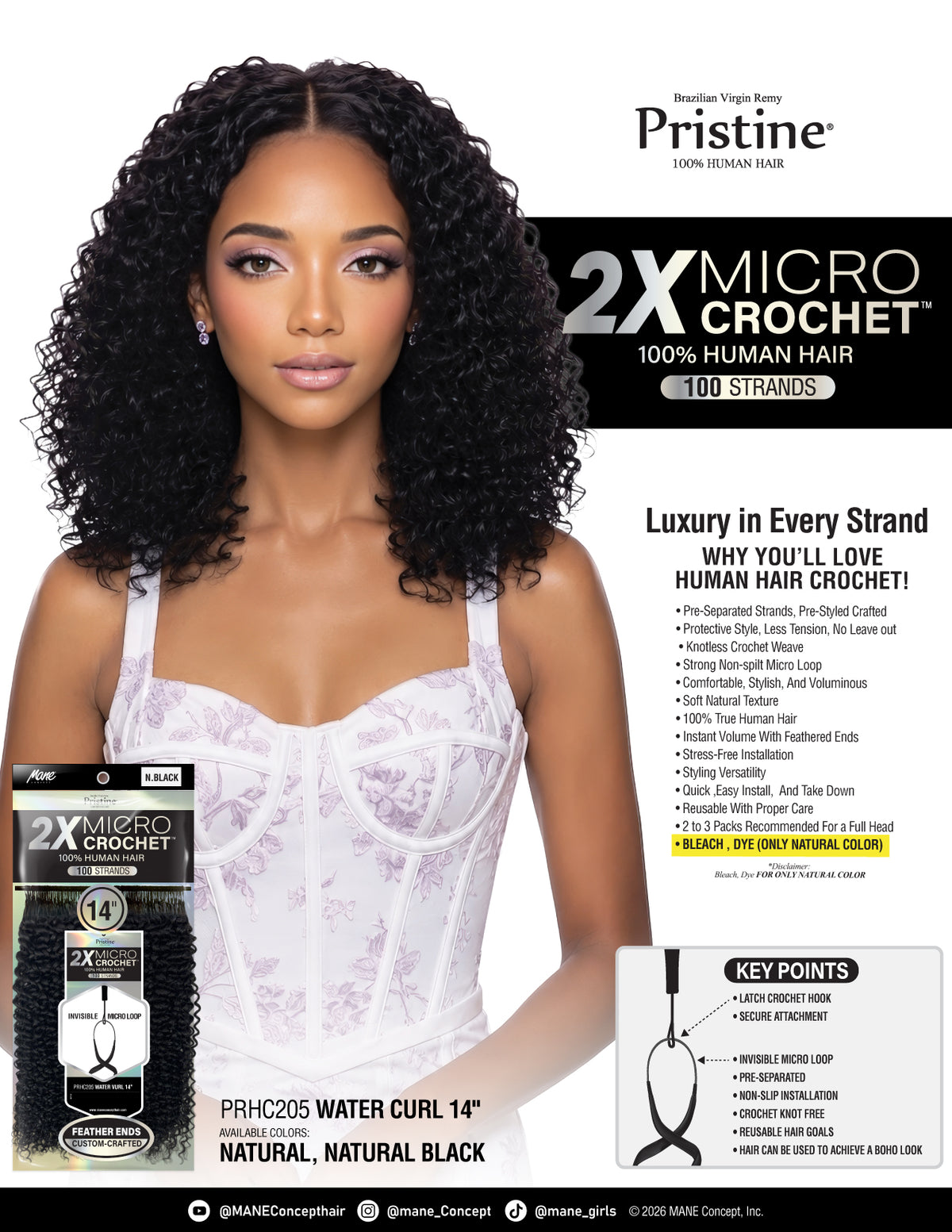 [Pristine] 100% Human Hair Crochet Braids 2X Micro Feather Crochet - PRHC205 WATER CURL 14"
