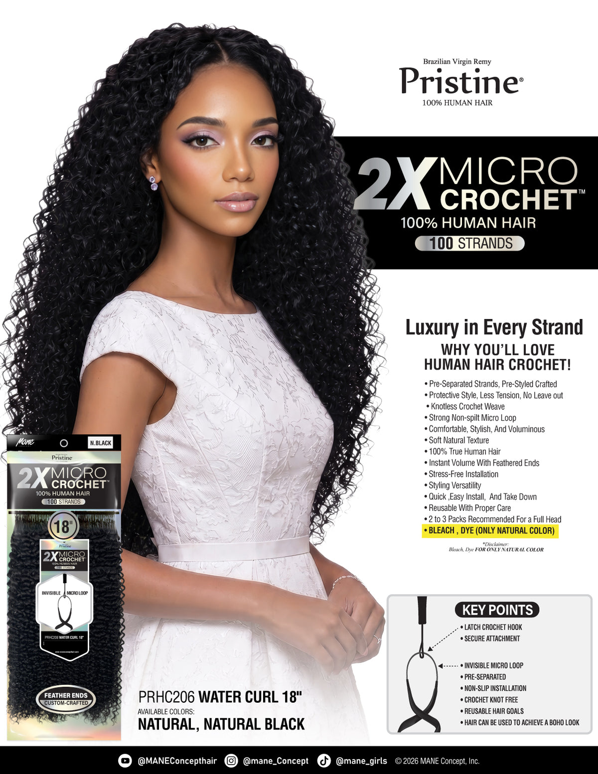[Pristine] 100% Human Hair Crochet Braids 2X Micro Feather Crochet - PRHC206 WATER CURL 18"