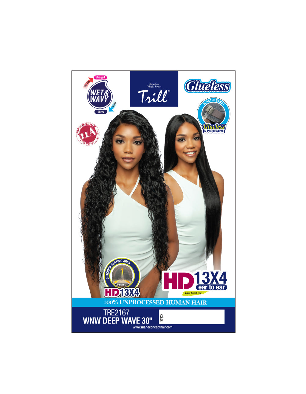 [TRILL]HD 13X4 EAR TO EAR LACE FRONT WIG TRE2167- Deep Wave 30"