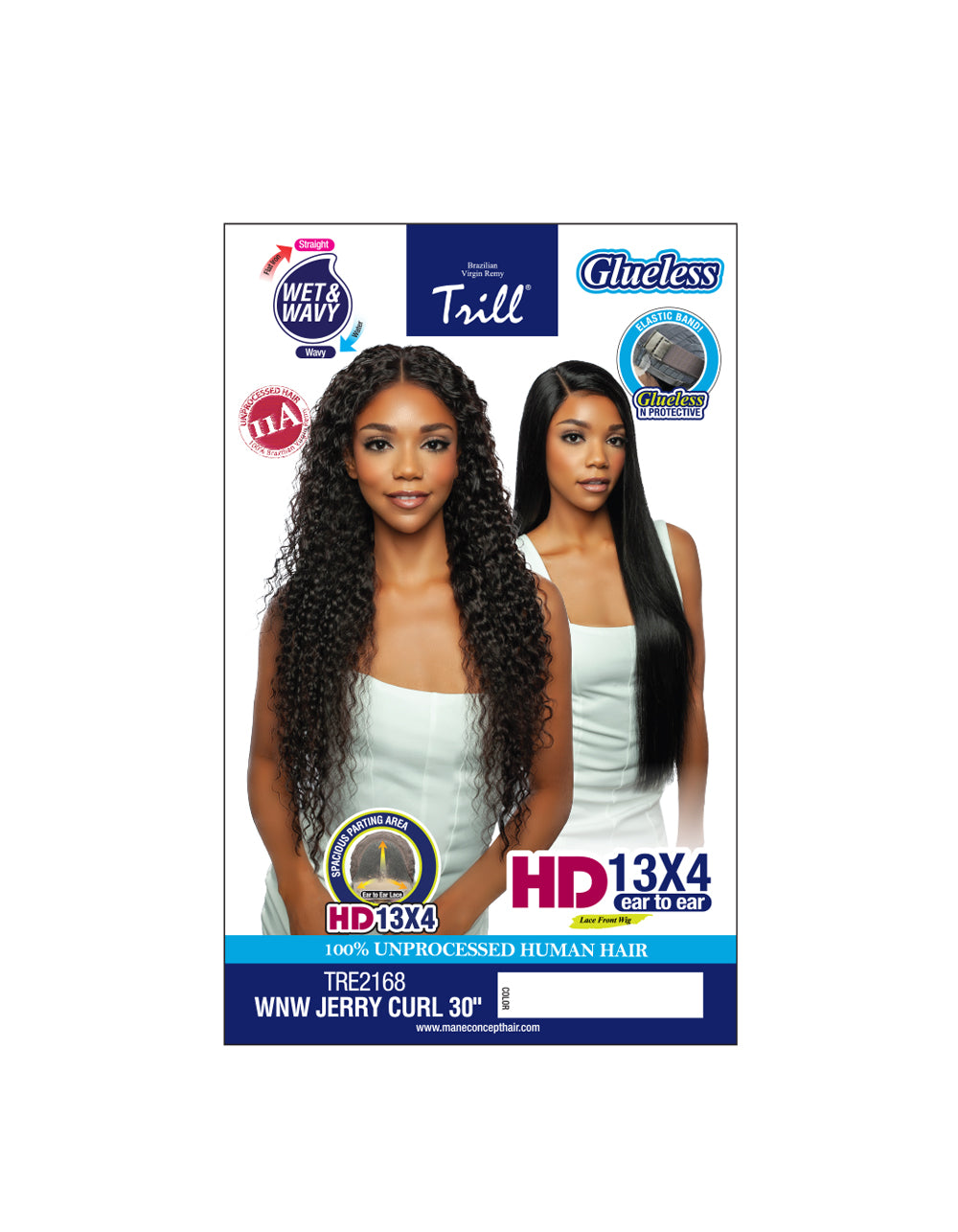[TRILL]HD 13X4 EAR TO EAR LACE FRONT WIG TRE2168- Jerry Curl 30"