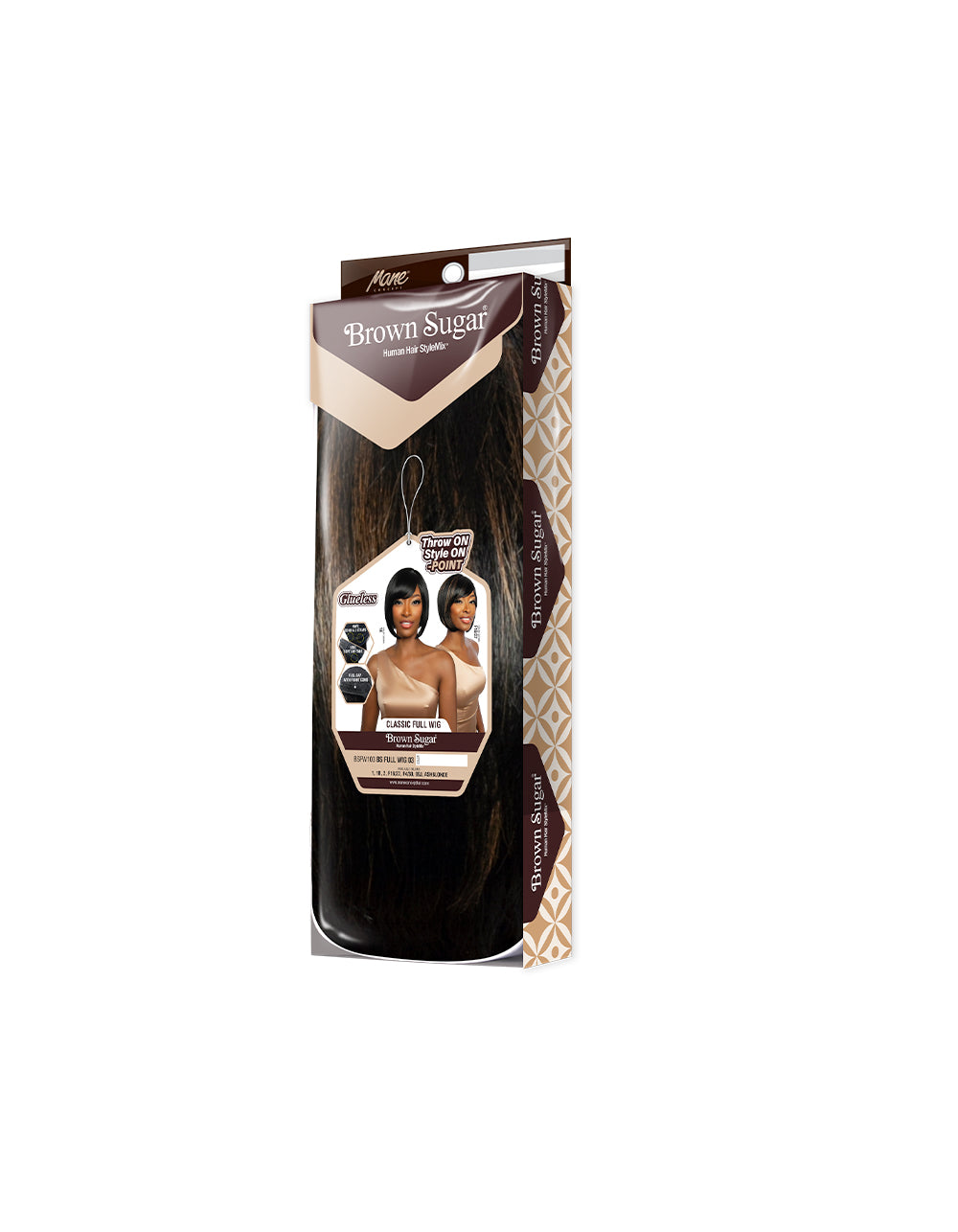 [Brown Sugar] Human Hair Blend Classic Full Wig Glueless Full Cap Throw ON! Style ON! POINT! - BSFW103