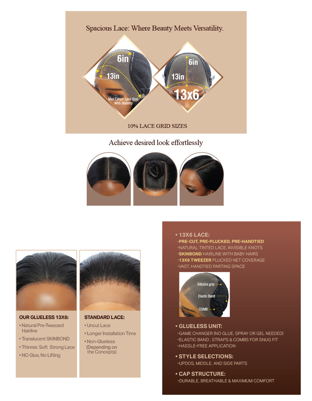 [Mane Concept] Brown Sugar SkinBond Lace Pre-Cut Glueless Wig-13X6 GLUELESS 01- BSSB205