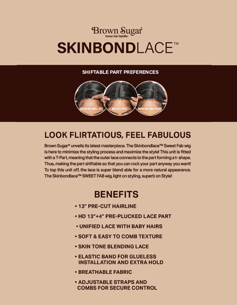 [Brown Sugar] SkinBond Lace Pre-Cut Sweet Fab Lace Front Wig - BSSB227 HD 13"+4" LACE 01