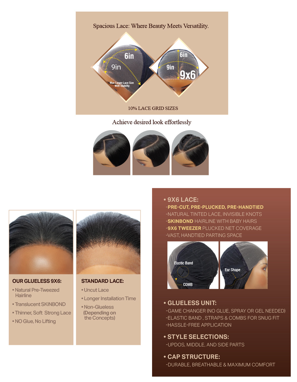 [Mane Concept] Brown Sugar Skin Bond Lace Pre-Cut Glueless Wig- 9x6 PRE-CUT 05- BSSB213