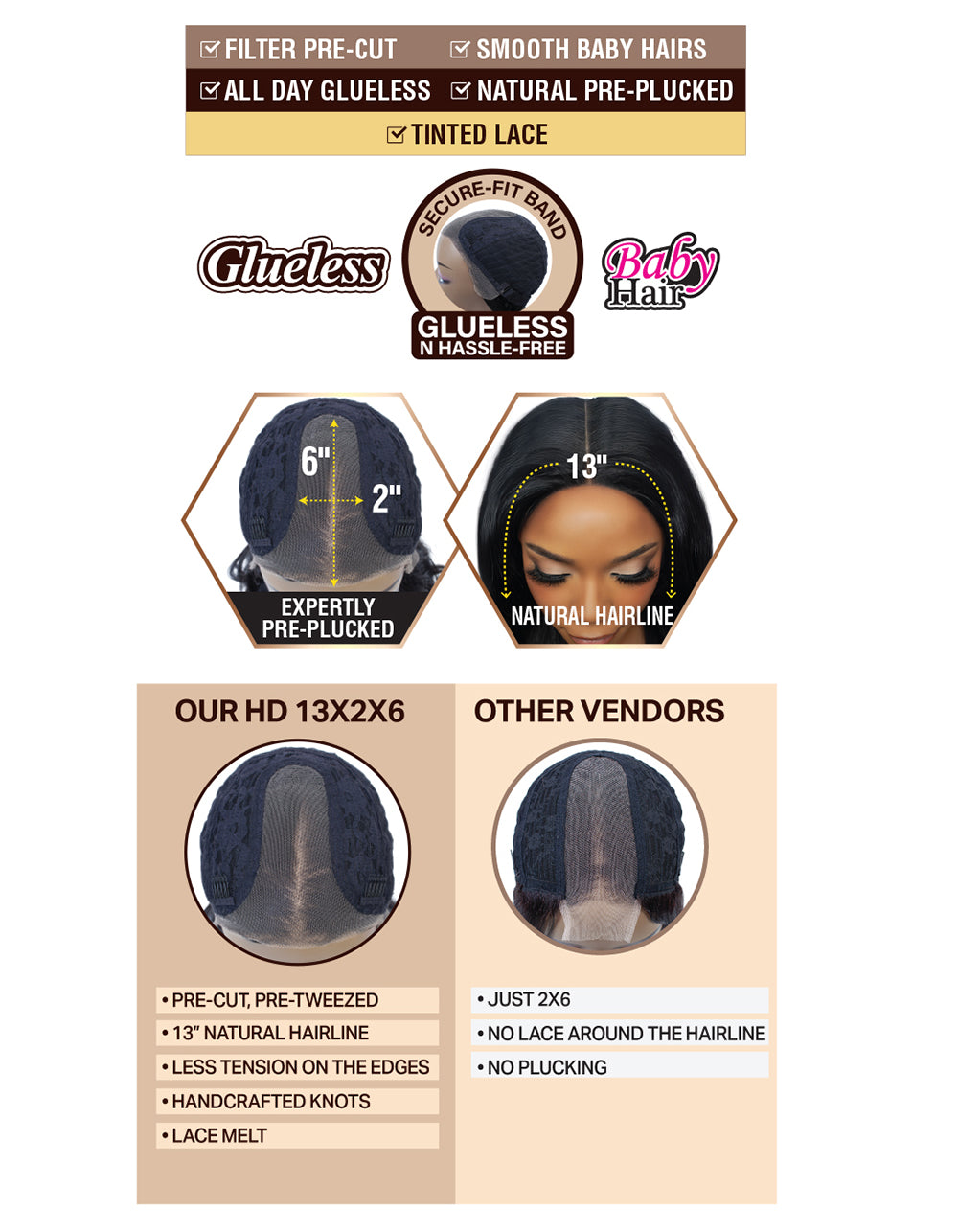 [Brown Sugar] Skinbond Lace Human Hair Style Mix HD 13x2x6 Lace Part Wig - BSSB221 13x2x6 LACE CUT 02
