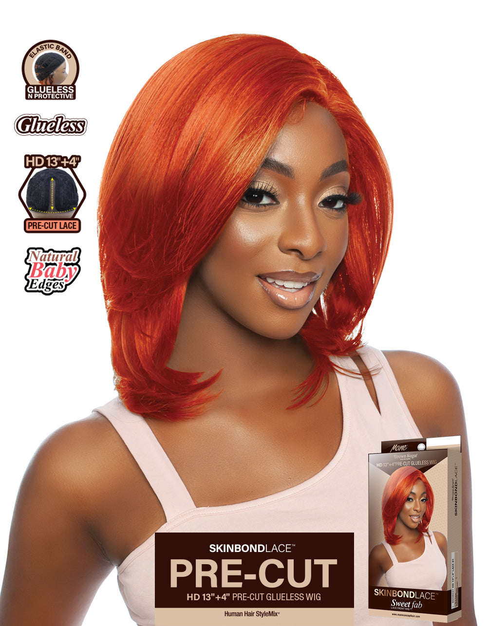 [Brown Sugar] SkinBond Lace Pre-Cut Sweet Fab Lace Front Wig - BSSB227 HD 13"+4" LACE 01