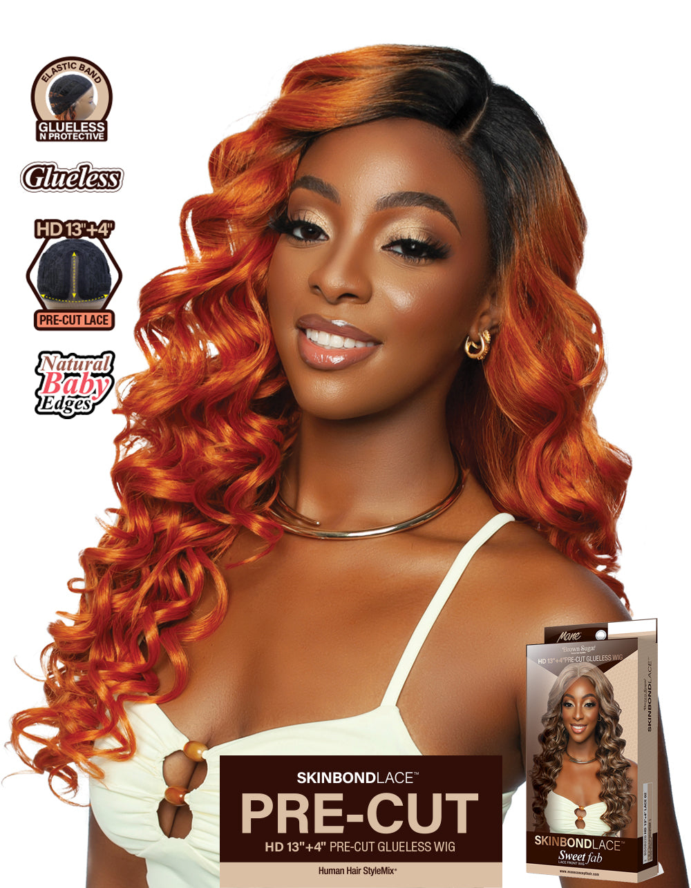 [Brown Sugar] SkinBond Lace Pre-Cut Sweet Fab Lace Front Wig - BSSB228 HD 13"+4" LACE 02