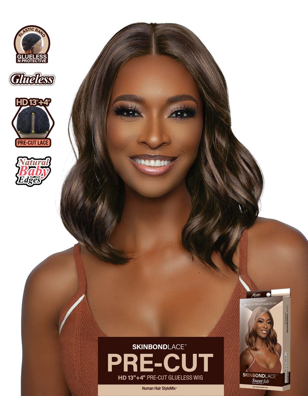 [Brown Sugar] SkinBond Lace Pre-Cut Sweet Fab Lace Front Wig - BSSB232 HD 13"+4" LACE 06