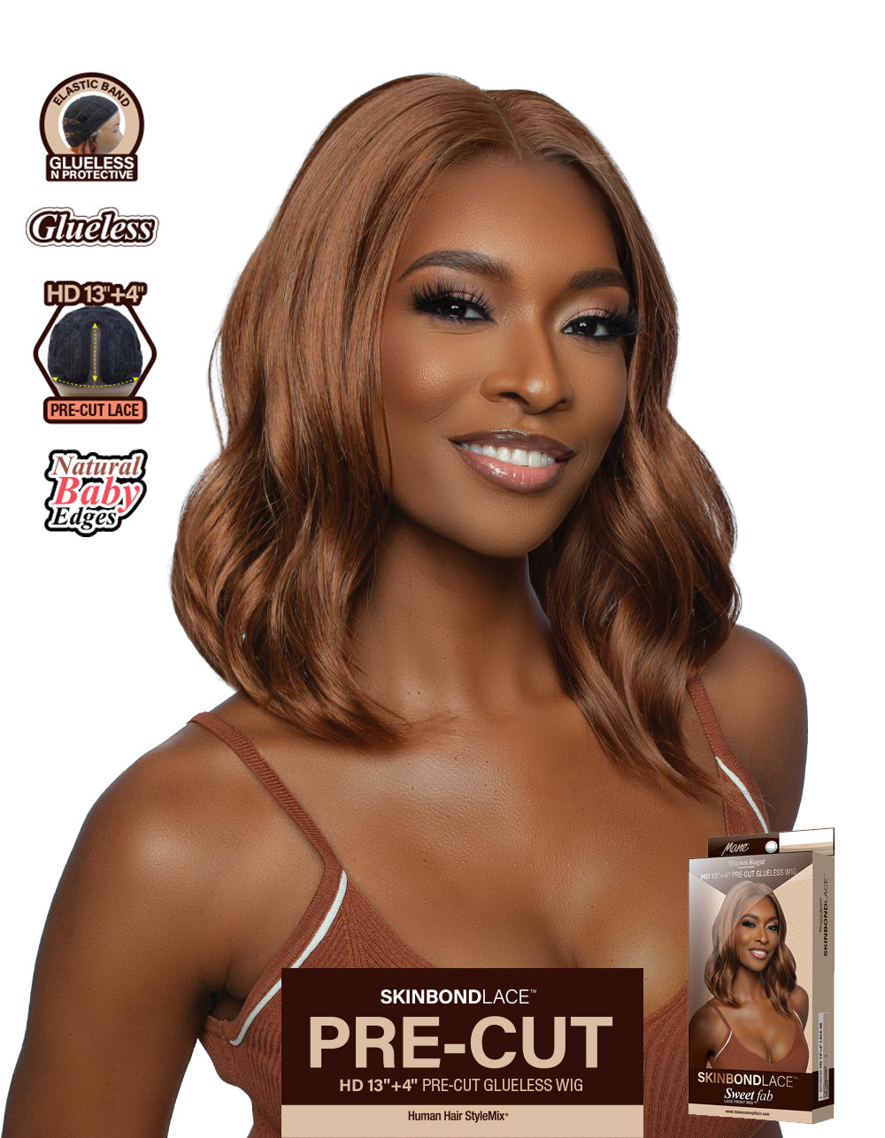 [Brown Sugar] SkinBond Lace Pre-Cut Sweet Fab Lace Front Wig - BSSB232 HD 13"+4" LACE 06