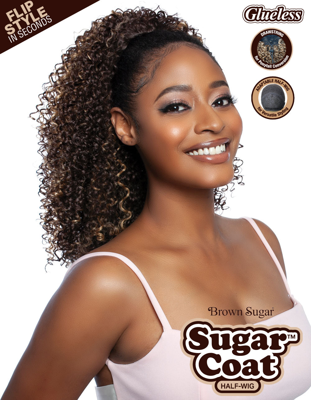 [Brown Sugar] Human Hair StyleMix Half Wig Brown Sugar Glueless Sugar Coat BSSC102 Sugar 02