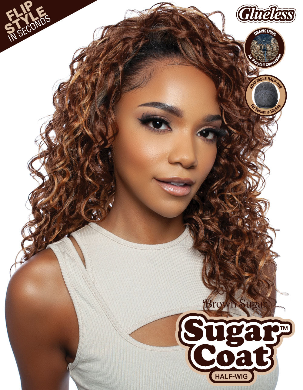 [Brown Sugar] Human Hair StyleMix Half Wig Brown Sugar Glueless Sugar Coat BSSC103 Sugar 03