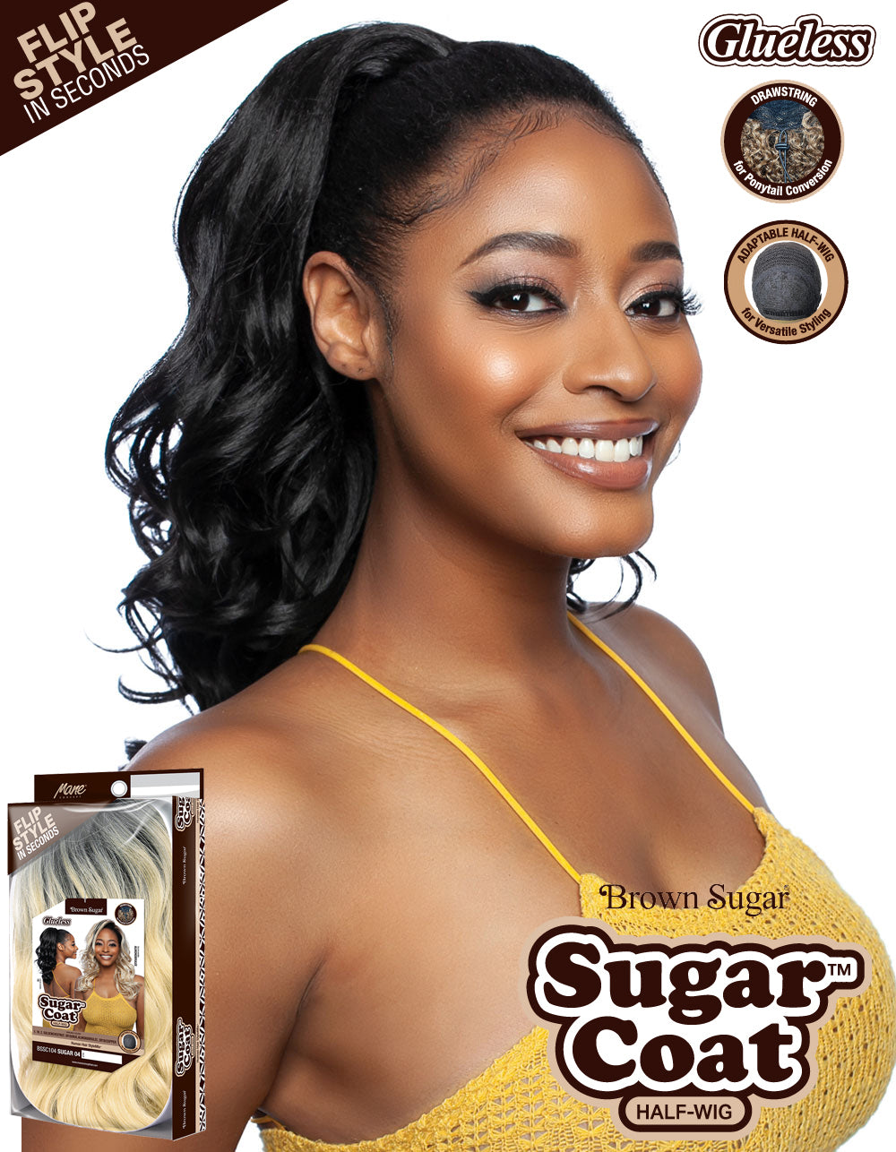 [Brown Sugar] Human Hair StyleMix Half Wig Brown Sugar Glueless Sugar Coat BSSC104 Sugar 04