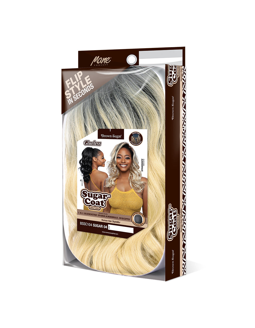 [Brown Sugar] Human Hair StyleMix Half Wig Brown Sugar Glueless Sugar Coat BSSC104 Sugar 04