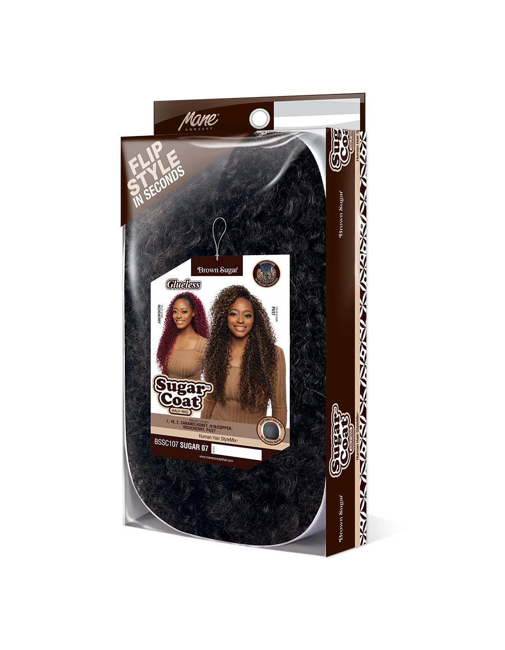 [Brown Sugar] Human Hair StyleMix Half Wig Brown Sugar Glueless Sugar Coat BSSC107 Sugar 07