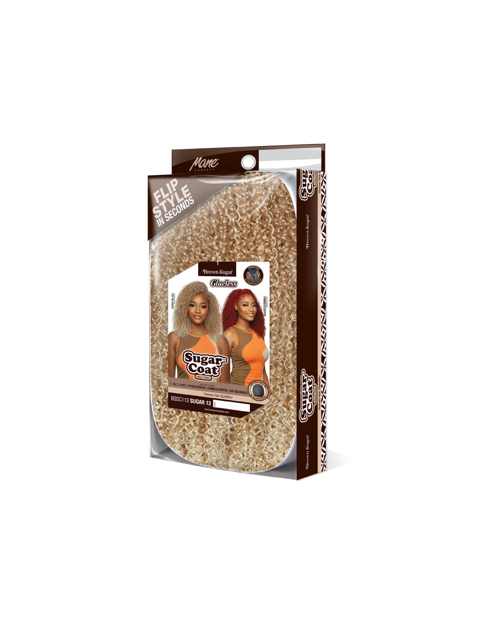 [Brown Sugar] Human Hair StyleMix Half Wig Brown Sugar Glueless Sugar Coat BSSC113 Sugar 13