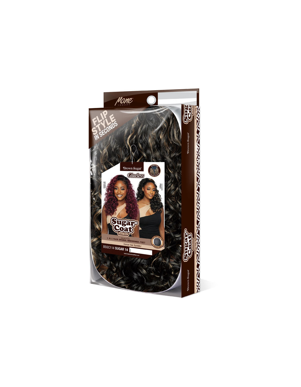[Brown Sugar] Human Hair StyleMix Half Wig Brown Sugar Glueless Sugar Coat BSSC114 Sugar 14