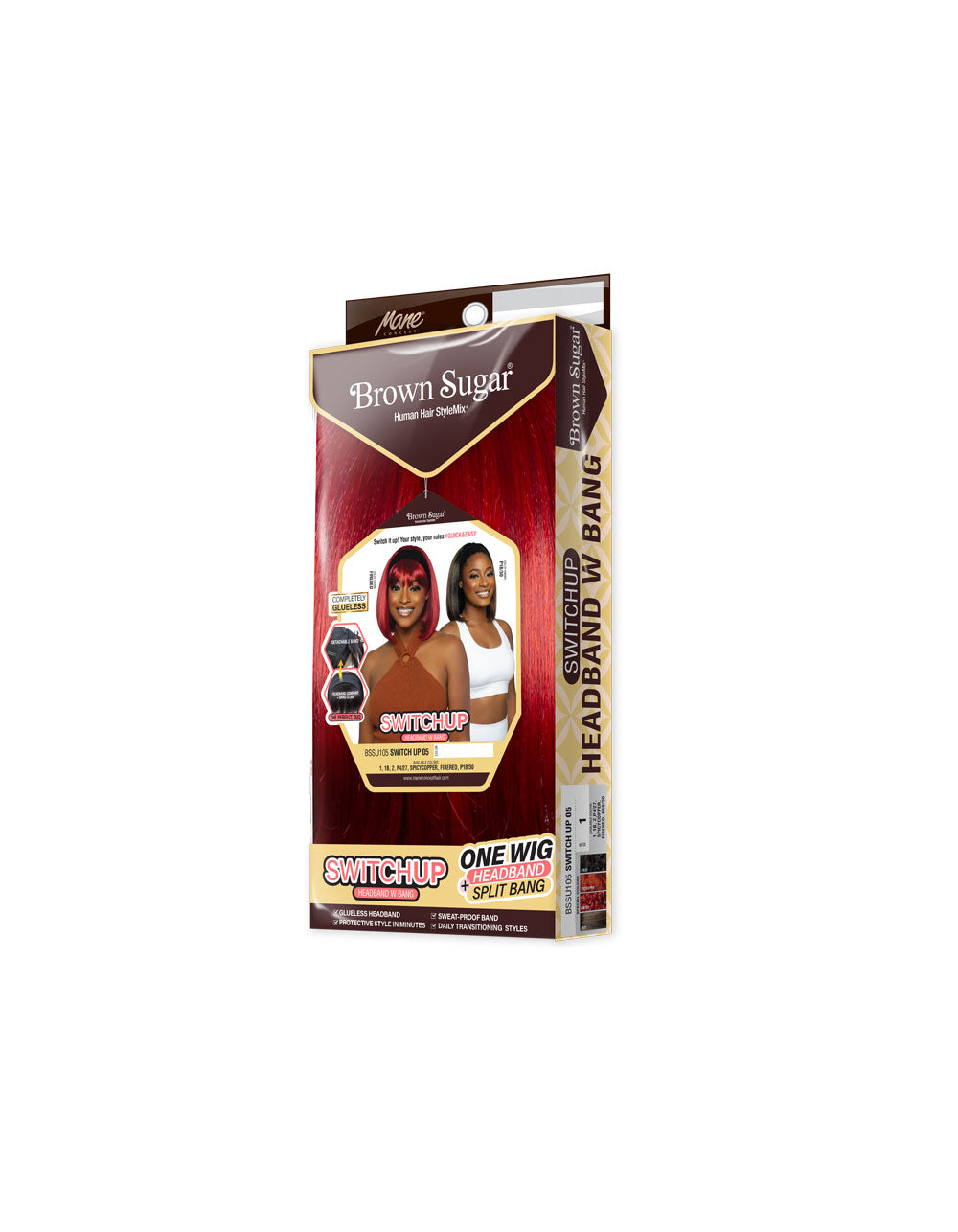 [Brown Sugar] Human Hair Blend Switch Up Headband Wig Glueless Split Bang - BSSU105 Switch Up 05