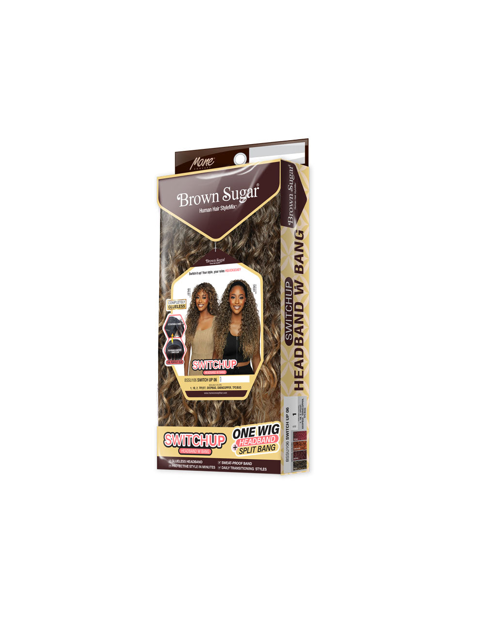 [Brown Sugar] Human Hair Blend Switch Up Headband Wig Glueless Split Bang - BSSU106 Switch Up 06