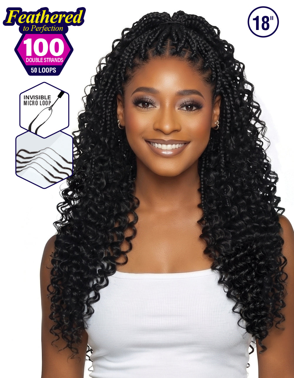 Mane Concept Human Hair Stylemix Mega Brazilian Micro Crochet Strings MBMC101 Feather Deep Wave 18"(80g)