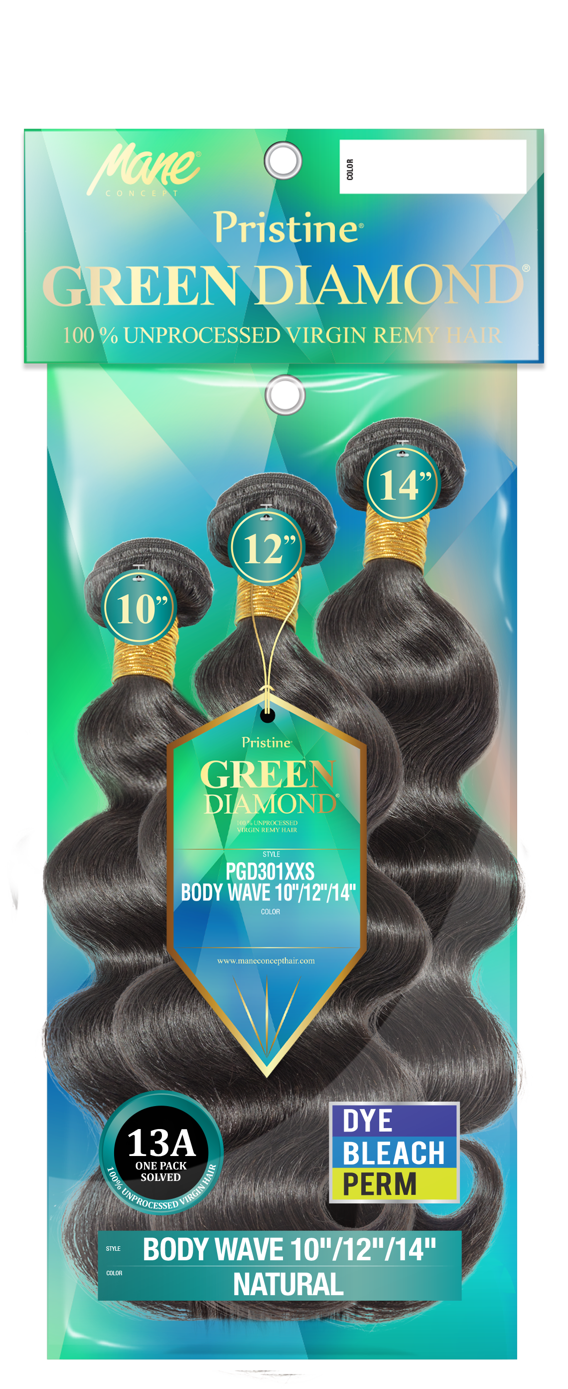 [Green Diamond]100% Unprocessed Virgin Remy Hair - (PGD301XXS-4XXL) BODY WAVE (3Pcs in 1 Pack)