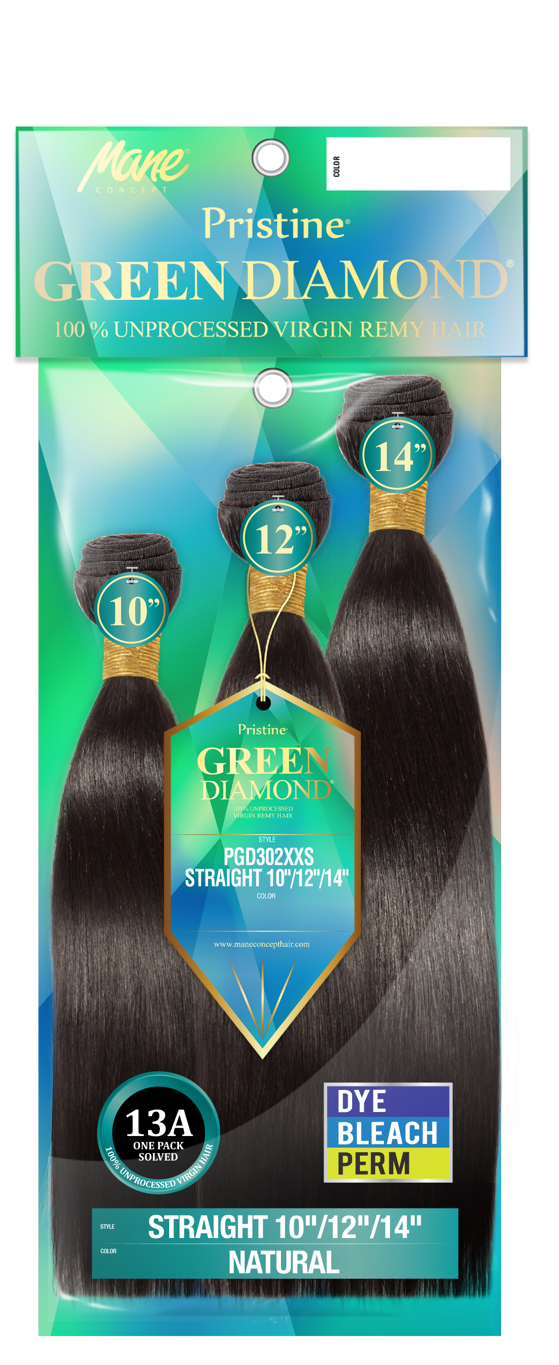 [Green Diamond]100% Unprocessed Virgin Remy Hair - (PGD302XXS-4XXL) STRAIGHT (3Pcs in 1 Pack)