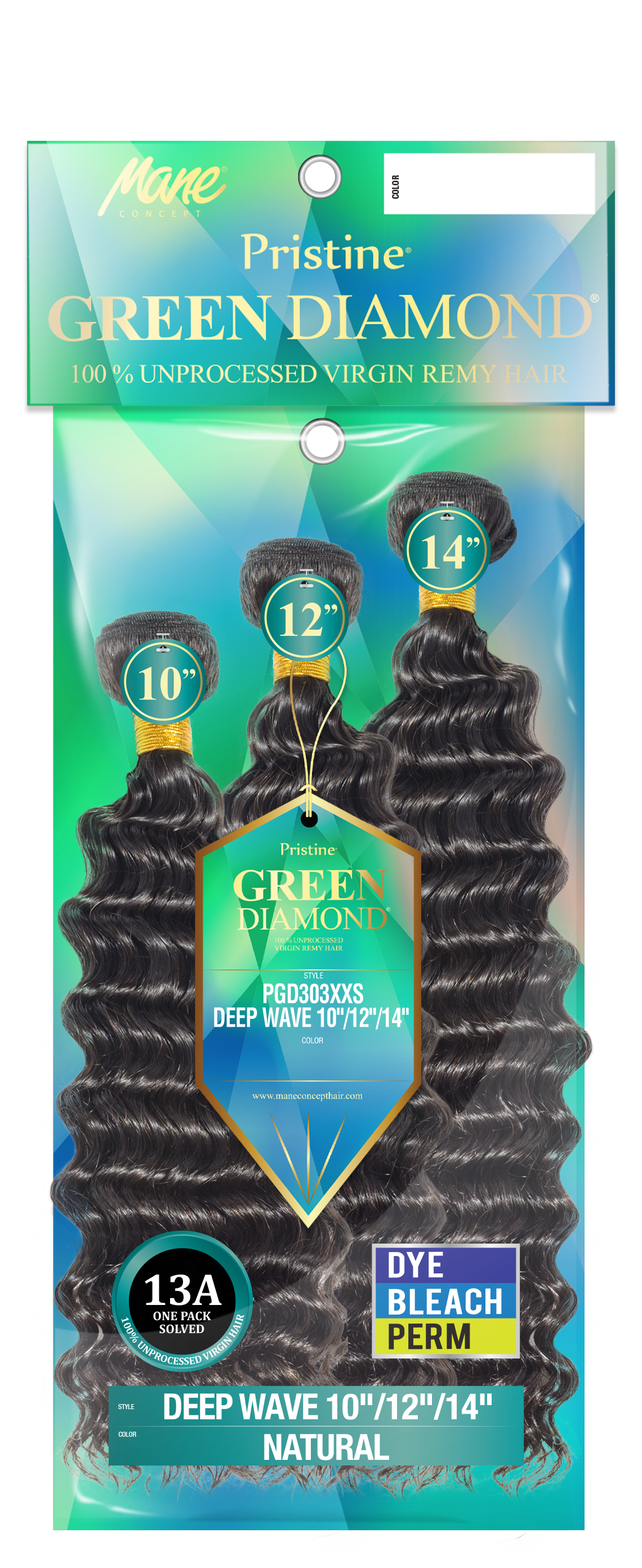 [Green Diamond]100% Unprocessed Virgin Remy Hair - (PGD303XXS-XXL) DEEP WAVE (3Pcs in 1 Pack)