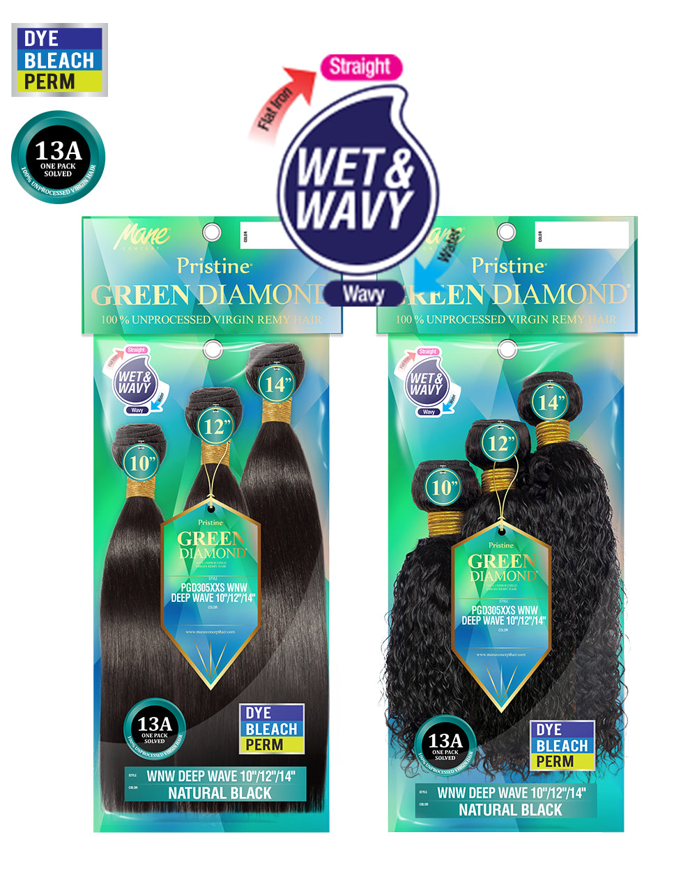 [Green Diamond]100% Unprocessed Virgin Remy Hair - (PGD305XXS, S, L) WNW DEEP WAVE (3Pcs in 1 Pack)