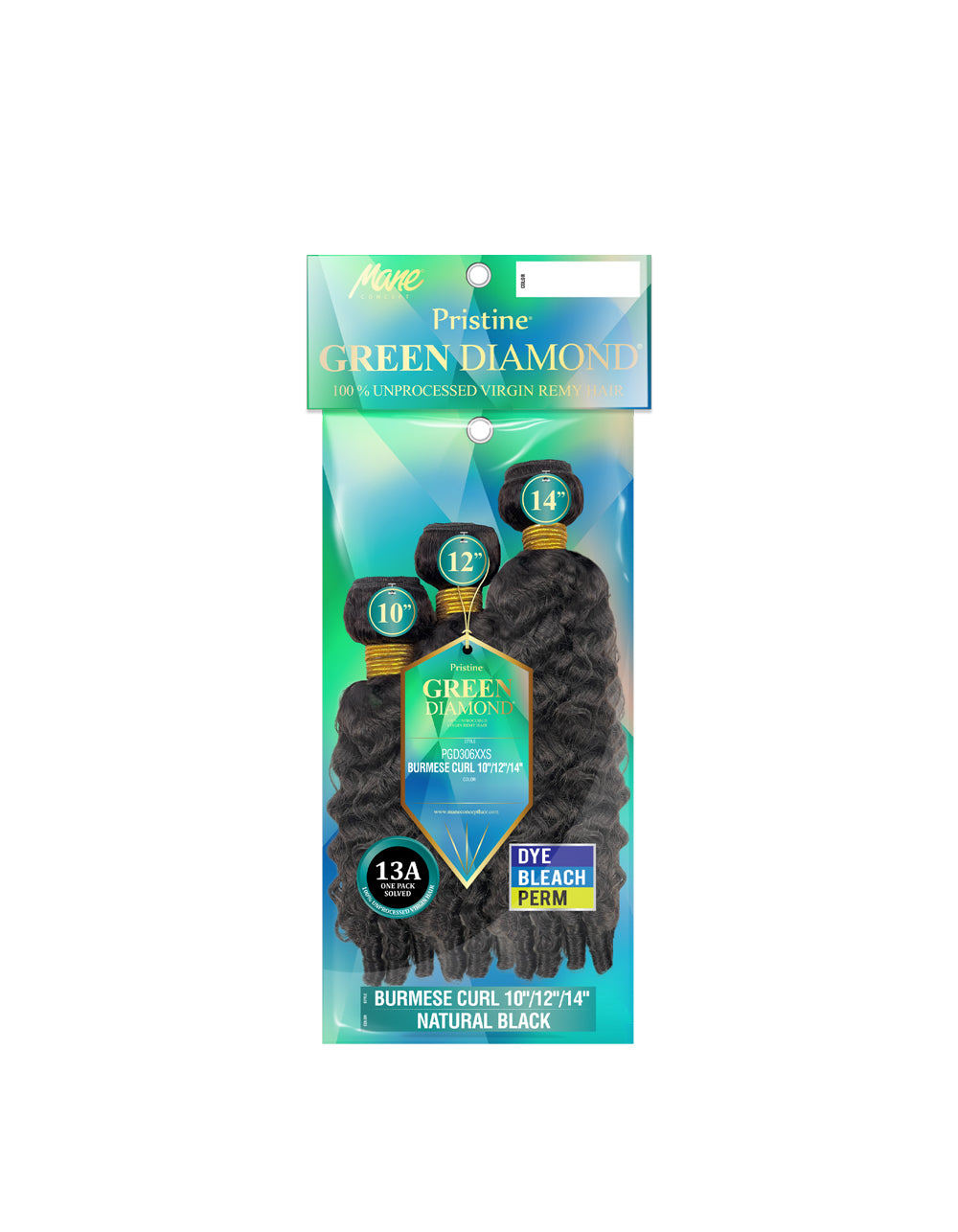 [Green Diamond]100% Unprocessed Virgin Remy Hair - (PGD306XXS-XXL) BURMESE CURL (3Pcs in 1 Pack)