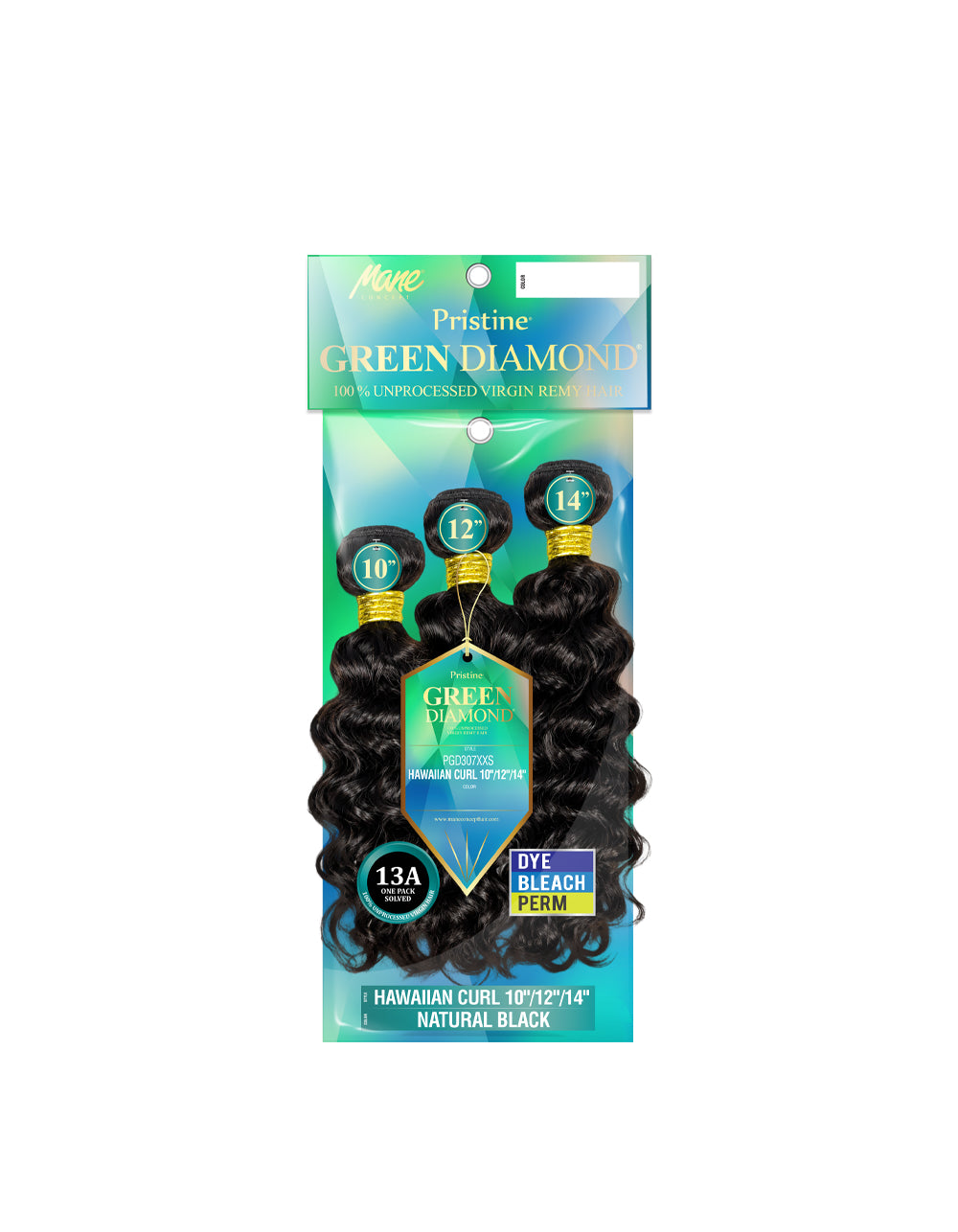 [Green Diamond]100% Unprocessed Virgin Remy Hair - (PGD307XXS-XXL) HAWAIIAN CURL (3Pcs in 1 Pack)