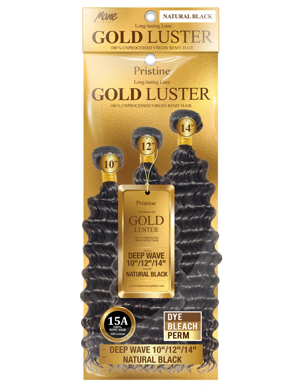 [Gold Luster]100% Unprocessed Virgin Remy Hair - (PGL503XXS-XXL) DEEP WAVE (3Pcs in 1 Pack)