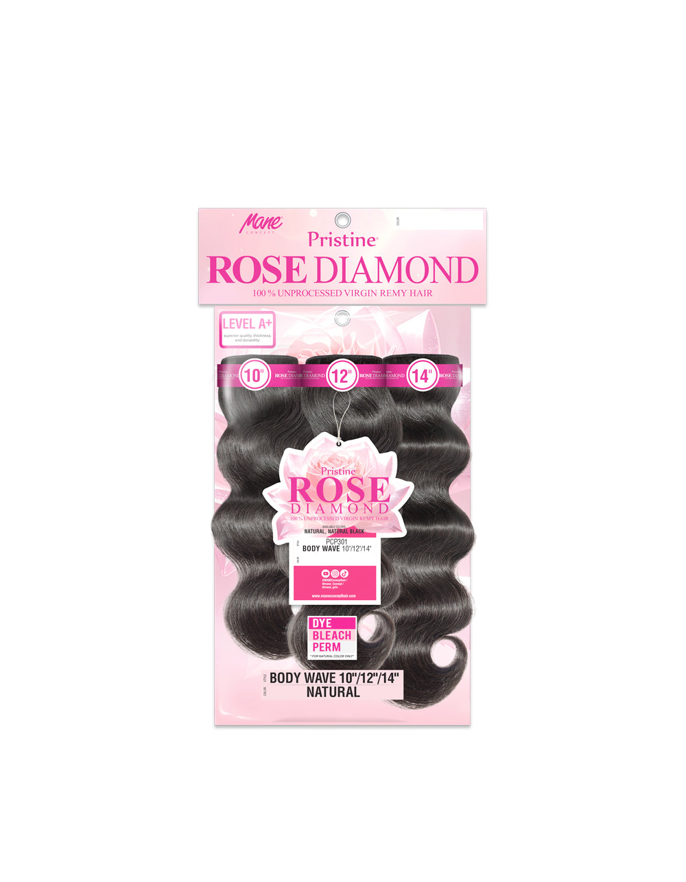 [Rose Diamond] Pristine 100% Unprocessed Virgin Remy Hair - PRD301 - BODY WAVE