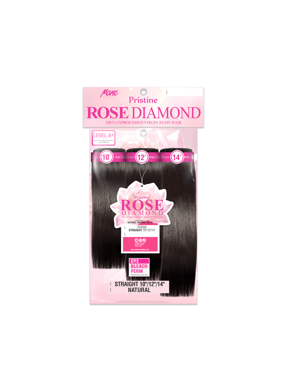 [Rose Diamond] Pristine 100% Unprocessed Virgin Remy Hair - PRD302 - STRAIGHT
