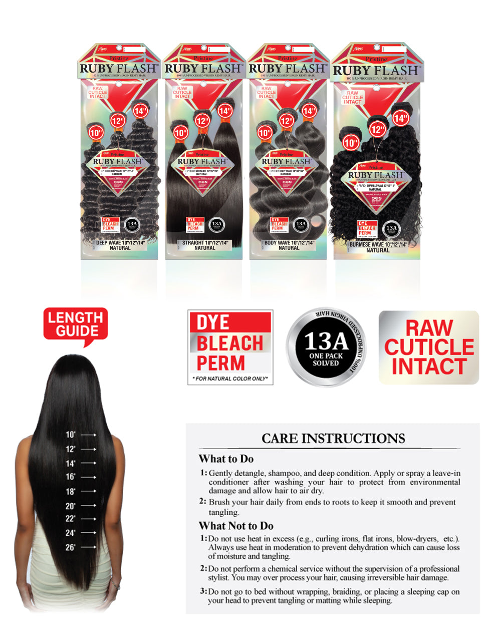 [RUBY FLASH] Pristine 100% Unprocessed Virgin Remy Hair - PRF301 BODY WAVE