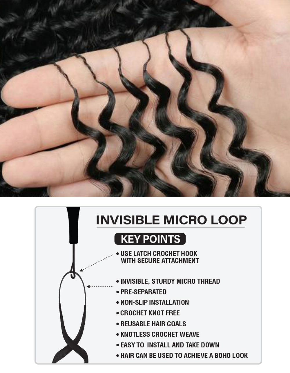 [Pristine] 100% Human Hair Micro Crochet Feather Crochet - PRHC102 DEEP WAVE 18"