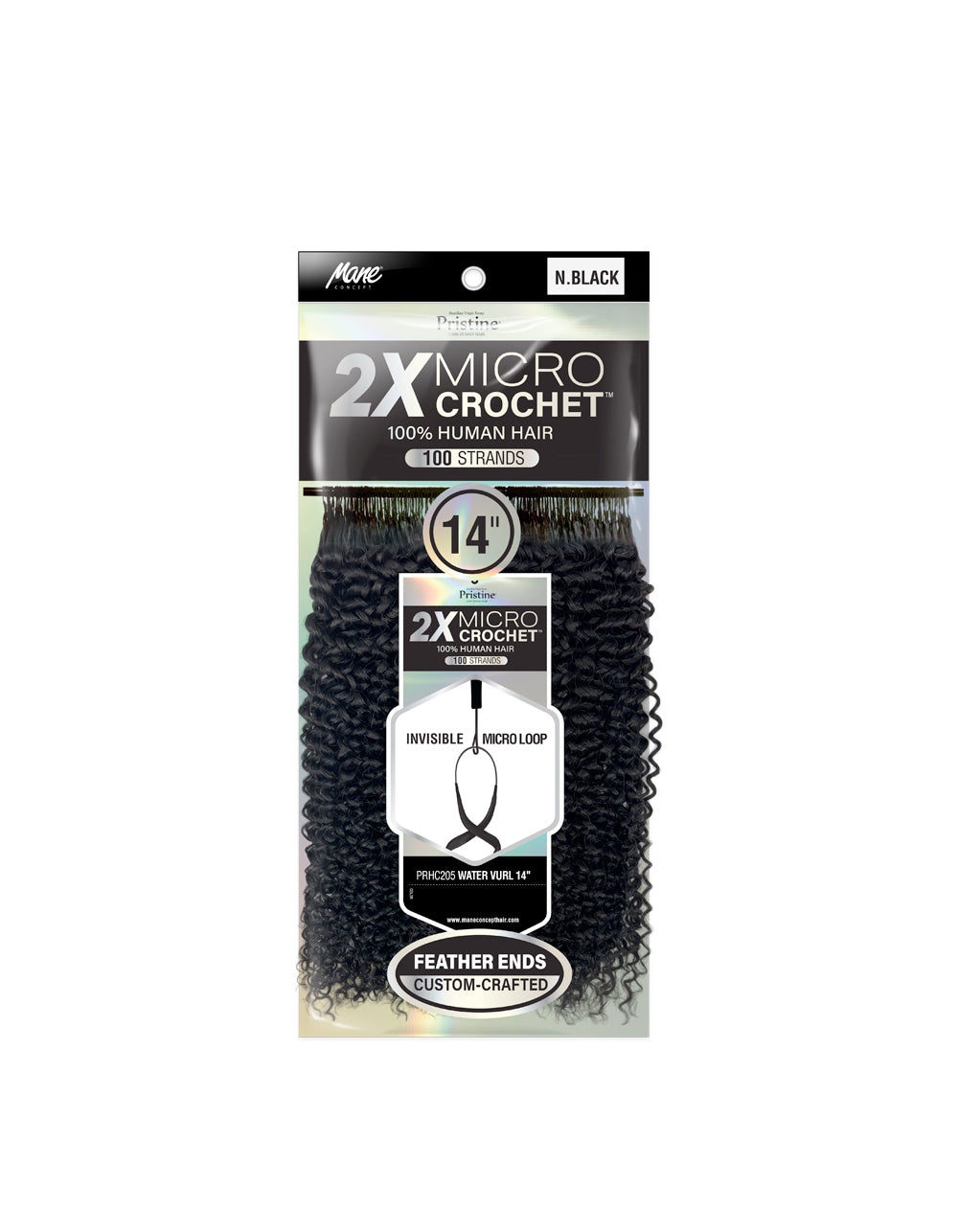 [Pristine] 100% Human Hair Crochet Braids 2X Micro Feather Crochet - PRHC205 WATER CURL 14"