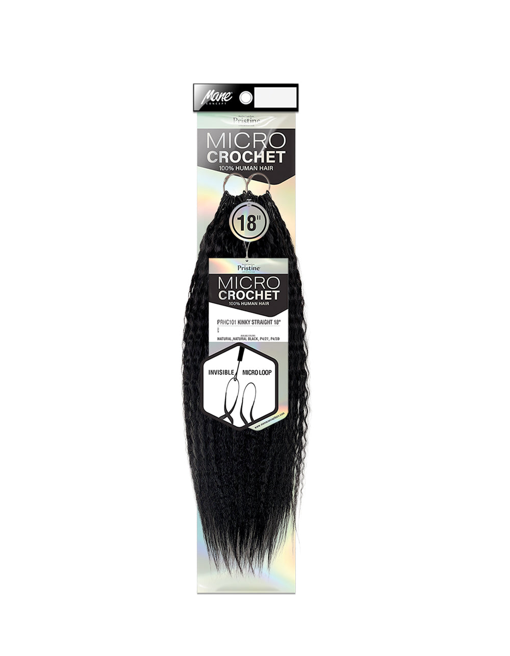 [Pristine] 100% Human Hair Micro Crochet Feather Crochet - PRHC101 KINKY STRAIGHT 18"