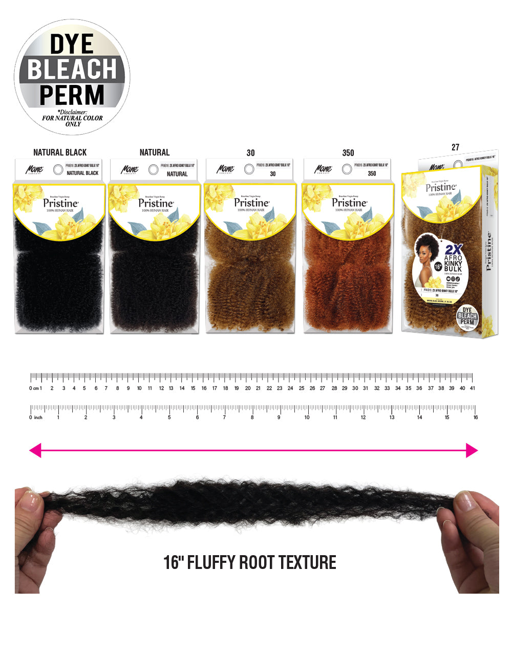 [Pristine] 100% Human Hair 2X AFRO KINKY BULK- PRKB16