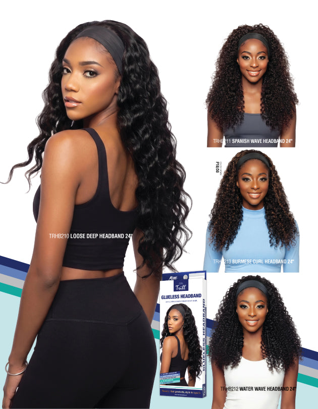 [TRILL] 100% Unprocessed Human Hair Glueless HeadBand Lace Wig- TRHB211 SPANISH WAVE 24"