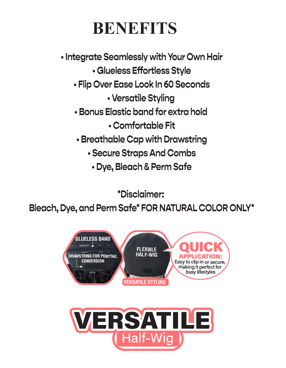 [TRILL]100% Unprocessed Virgin Human Hair Half Wig Trill Versatile Glueless TRHW201 Deep Wave 14"