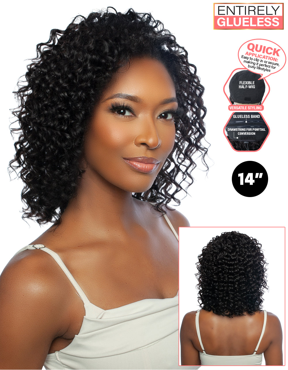 [TRILL]100% Unprocessed Virgin Human Hair Half Wig Trill Versatile Glueless TRHW201 Deep Wave 14"