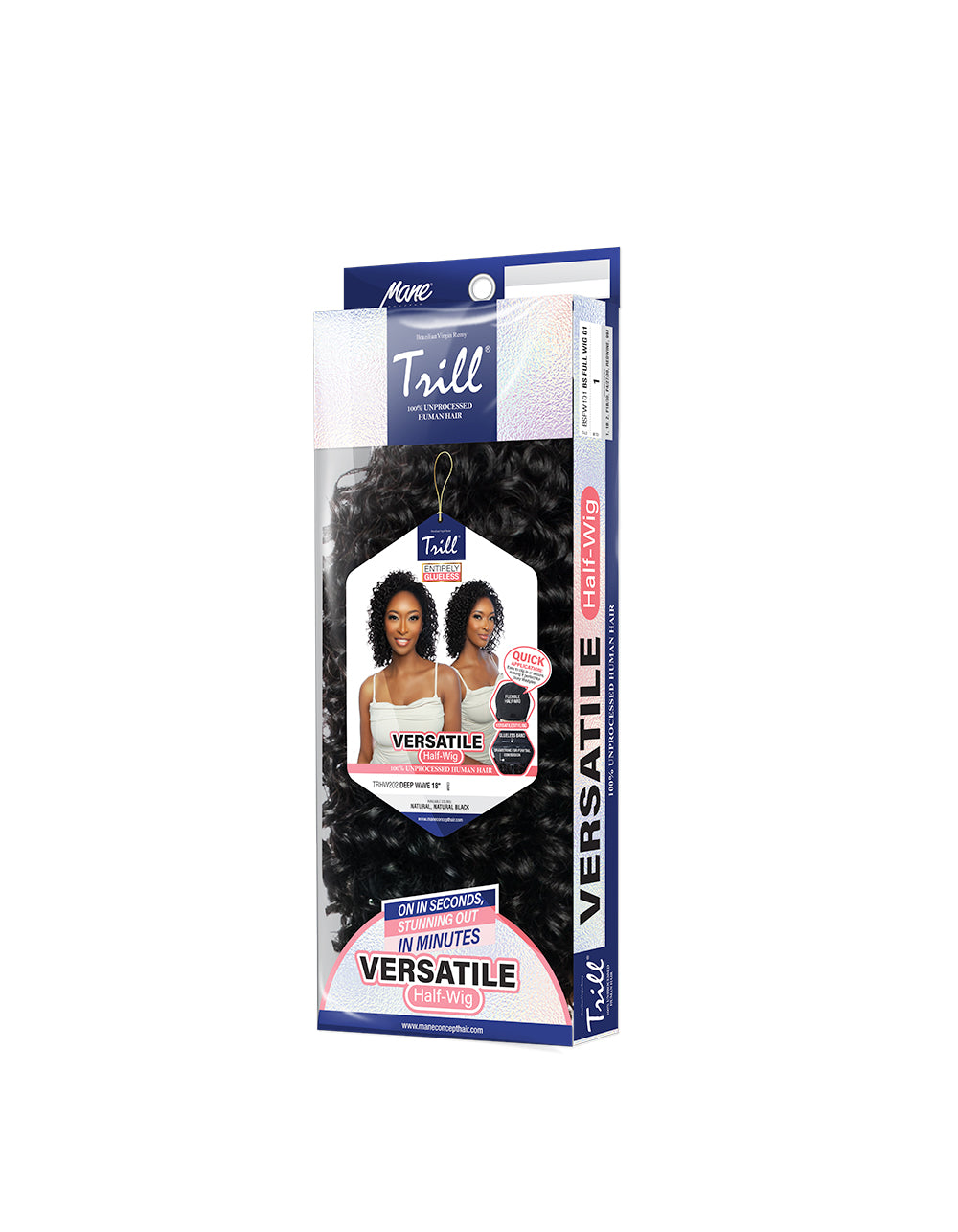 [TRILL]100% Unprocessed Virgin Human Hair Half Wig Trill Versatile Glueless TRHW202 Deep Wave 18"