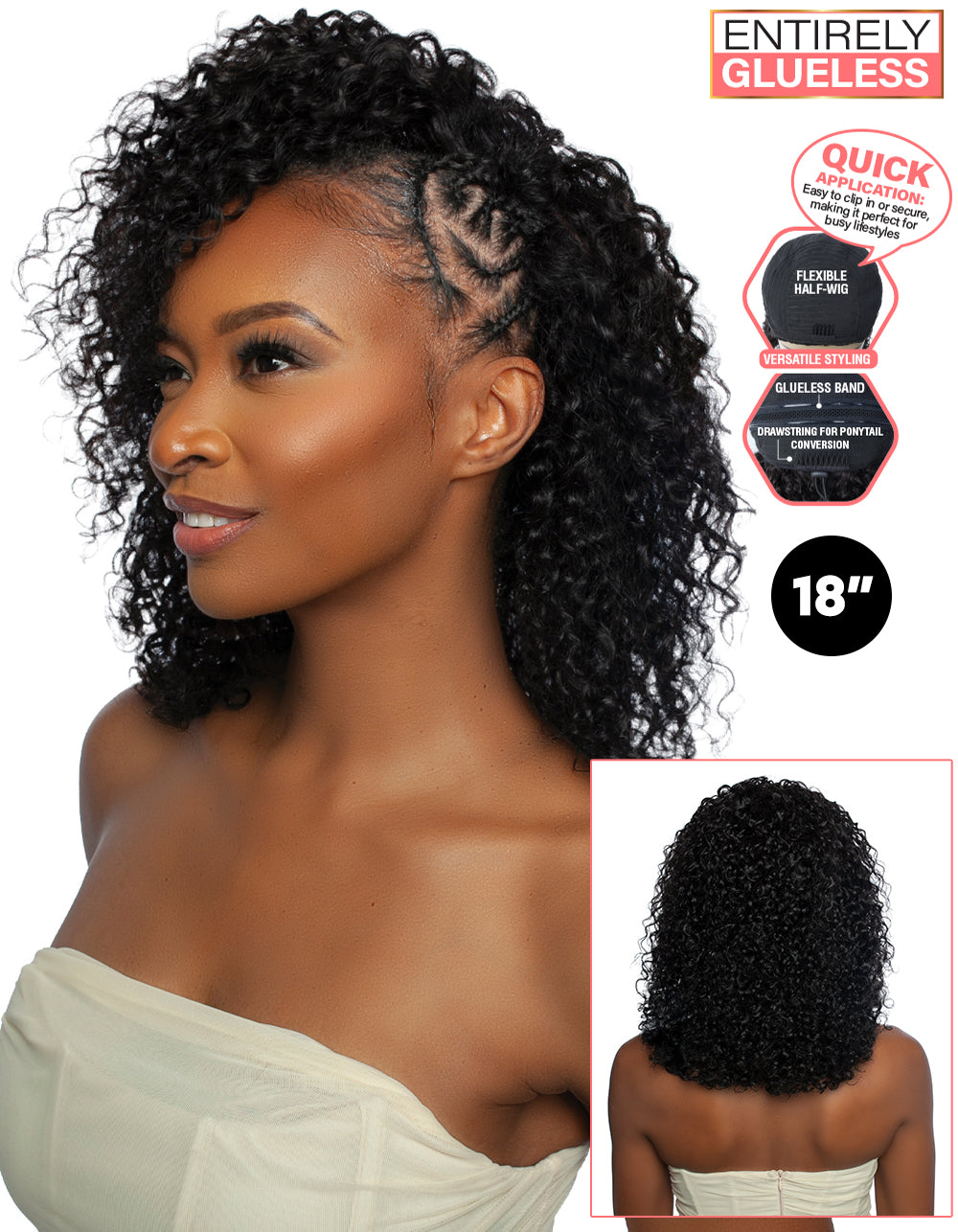 [TRILL]100% Unprocessed Virgin Human Hair Half Wig Trill Versatile Glueless TRHW202 Deep Wave 18"