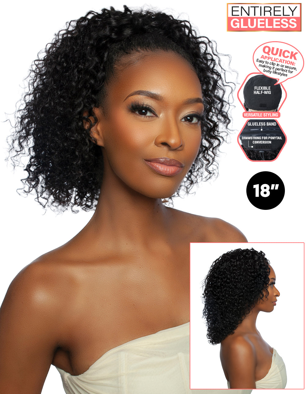 [TRILL]100% Unprocessed Virgin Human Hair Half Wig Trill Versatile Glueless TRHW202 Deep Wave 18"