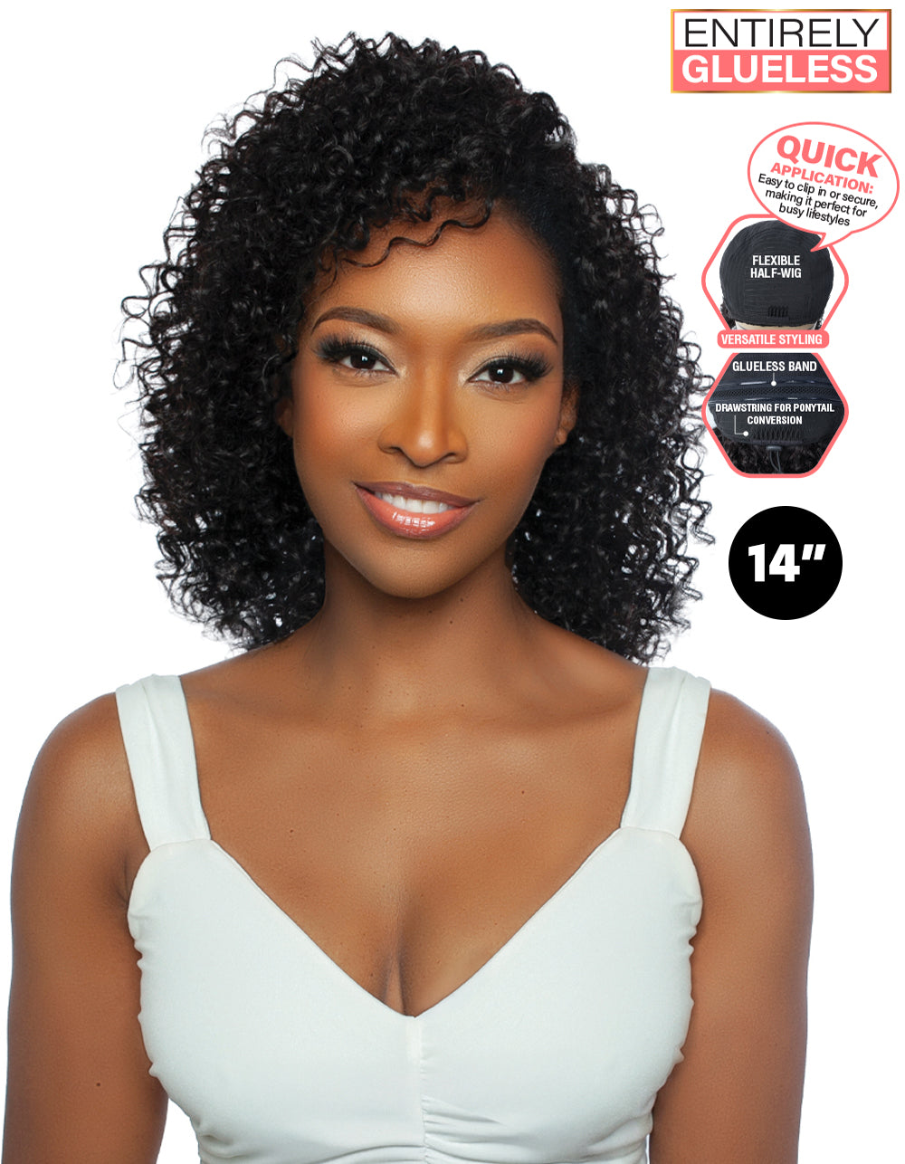 [TRILL]100% Unprocessed Virgin Human Hair Half Wig Trill Versatile Glueless TRHW203 Water Wave 14"