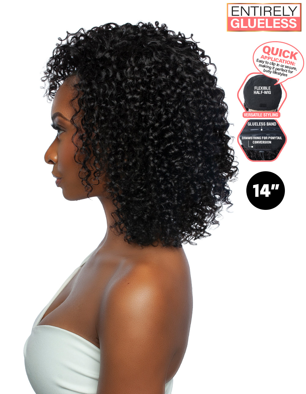 [TRILL]100% Unprocessed Virgin Human Hair Half Wig Trill Versatile Glueless TRHW203 Water Wave 14"