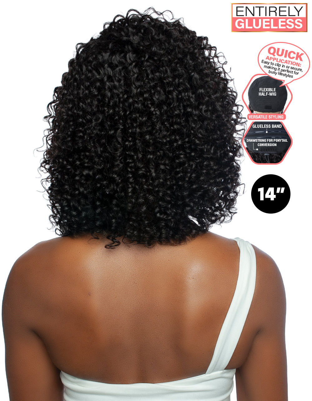 [TRILL]100% Unprocessed Virgin Human Hair Half Wig Trill Versatile Glueless TRHW203 Water Wave 14"
