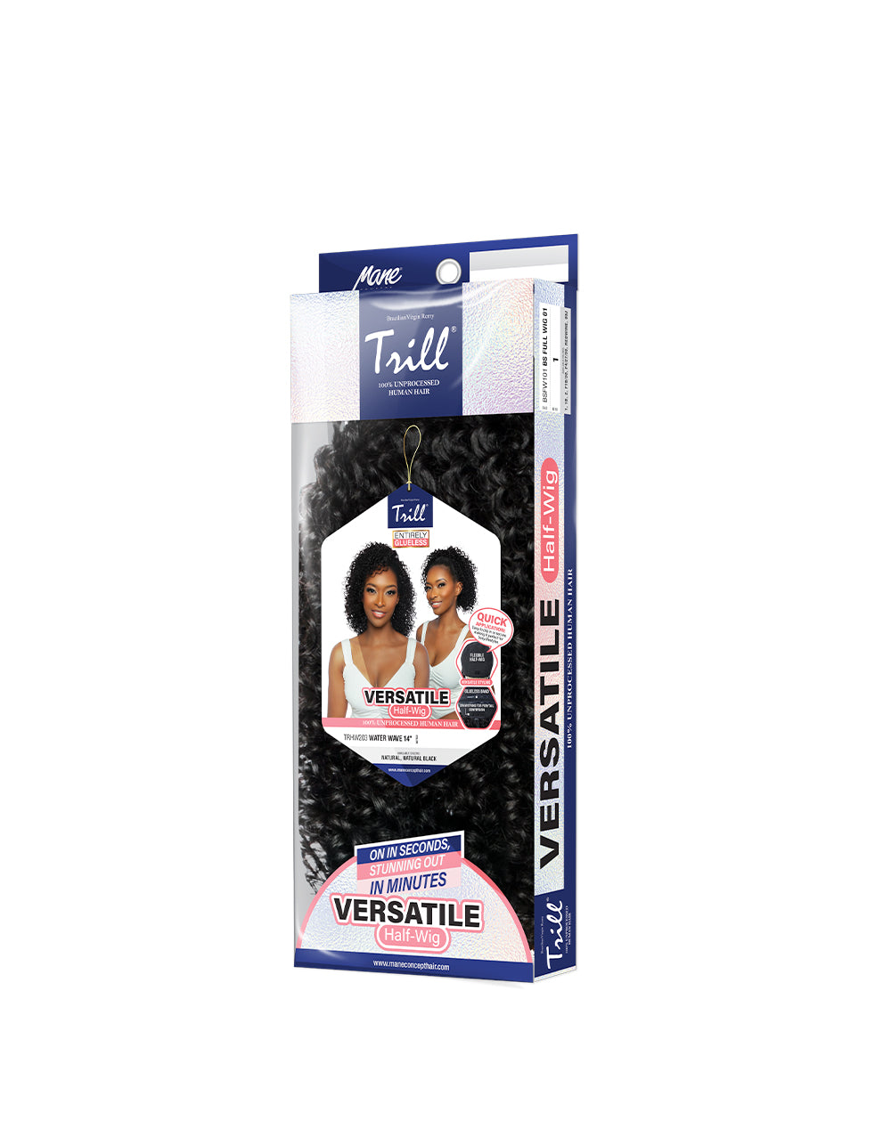 [TRILL]100% Unprocessed Virgin Human Hair Half Wig Trill Versatile Glueless TRHW203 Water Wave 14"