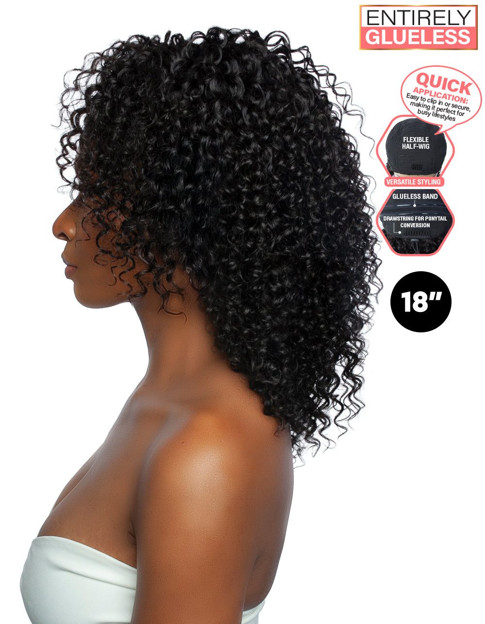 [TRILL]100% Unprocessed Virgin Human Hair Half Wig Trill Versatile Glueless TRHW204 Water Wave 18"
